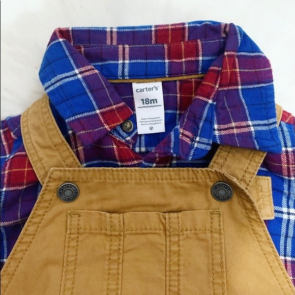 Carter’s 18 month old 2 piece set. (Overalls and flannel). New with tags! - Picture 5 of 9